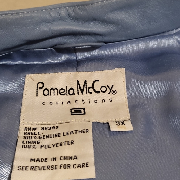 Blue Leather zip up Jacket with zip sleeves - Picture 2 of 6